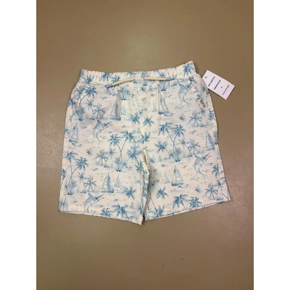 Weatherproof Vintage Boys Size 6 2pc Shirt Shorts Set Tropical Blue NWT